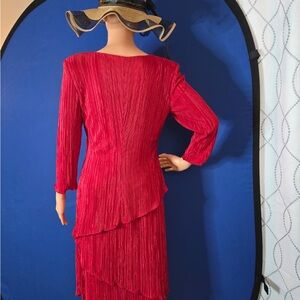 Elegant Red Pleated Dress